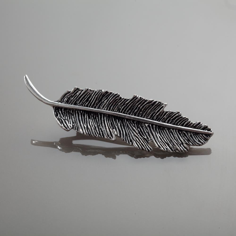 Заколка-затискач Plume grande у чорненому сріблі Le métal